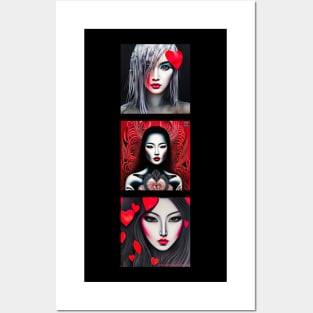 Triple Japanese Portraits - Eye Voodoo Posters and Art